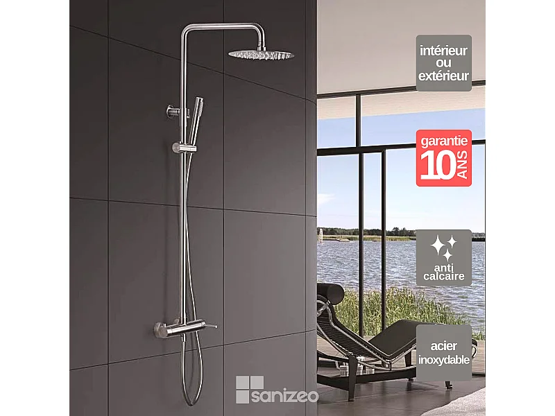 Colonne de Douche acier inoxydable anti-calcaire - Design Moderne et Économie d'eau - Kit Complet MOSCU IMEX