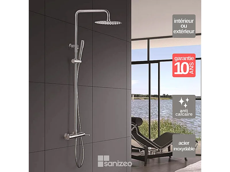 Colonne de Douche acier inoxydable anti-calcaire - Design Moderne et Économie d'eau - Kit Complet MOSCU IMEX