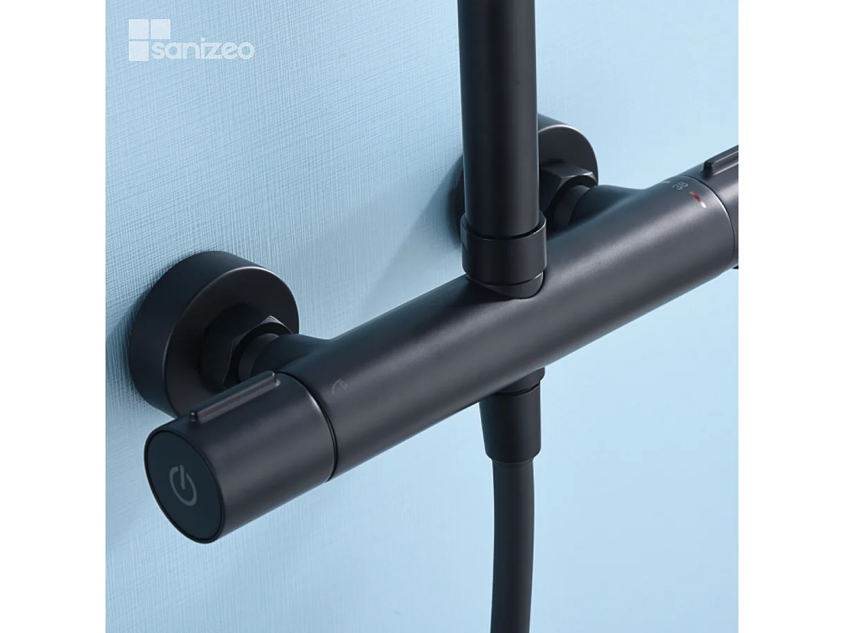 Colonne de Douche avec Mitigeur Thermostatique noir mat anti-calcaire - Design Moderne - ECOKENT IMEX