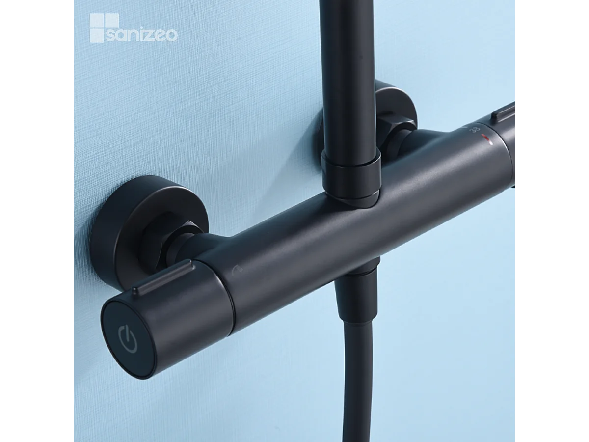 Colonne de Douche avec Mitigeur Thermostatique noir mat anti-calcaire - Design Moderne - ECOKENT IMEX