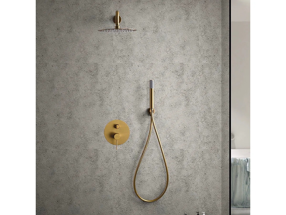 Colonne de Douche Encastrée or brossé anti-calcaire - Design Moderne et Économie d'eau - Kit Complet LINE IMEX