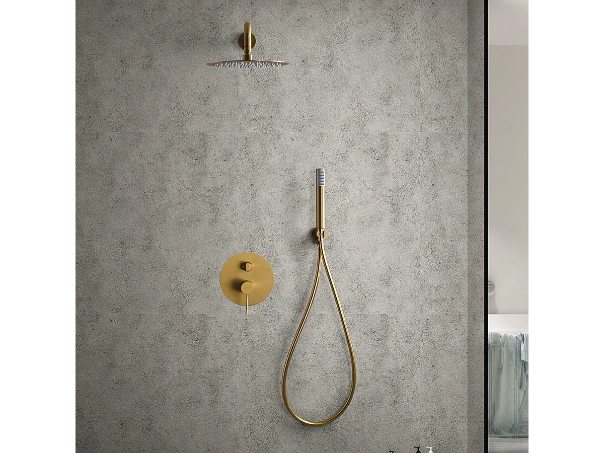 Colonne de Douche Encastrée or brossé anti-calcaire - Design Moderne et Économie d'eau - Kit Complet LINE IMEX