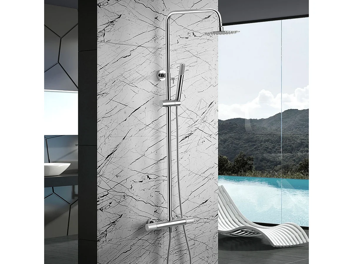 Colonne de Douche avec Mitigeur Thermostatique chromé anti-calcaire - Design Moderne - MONZA IMEX
