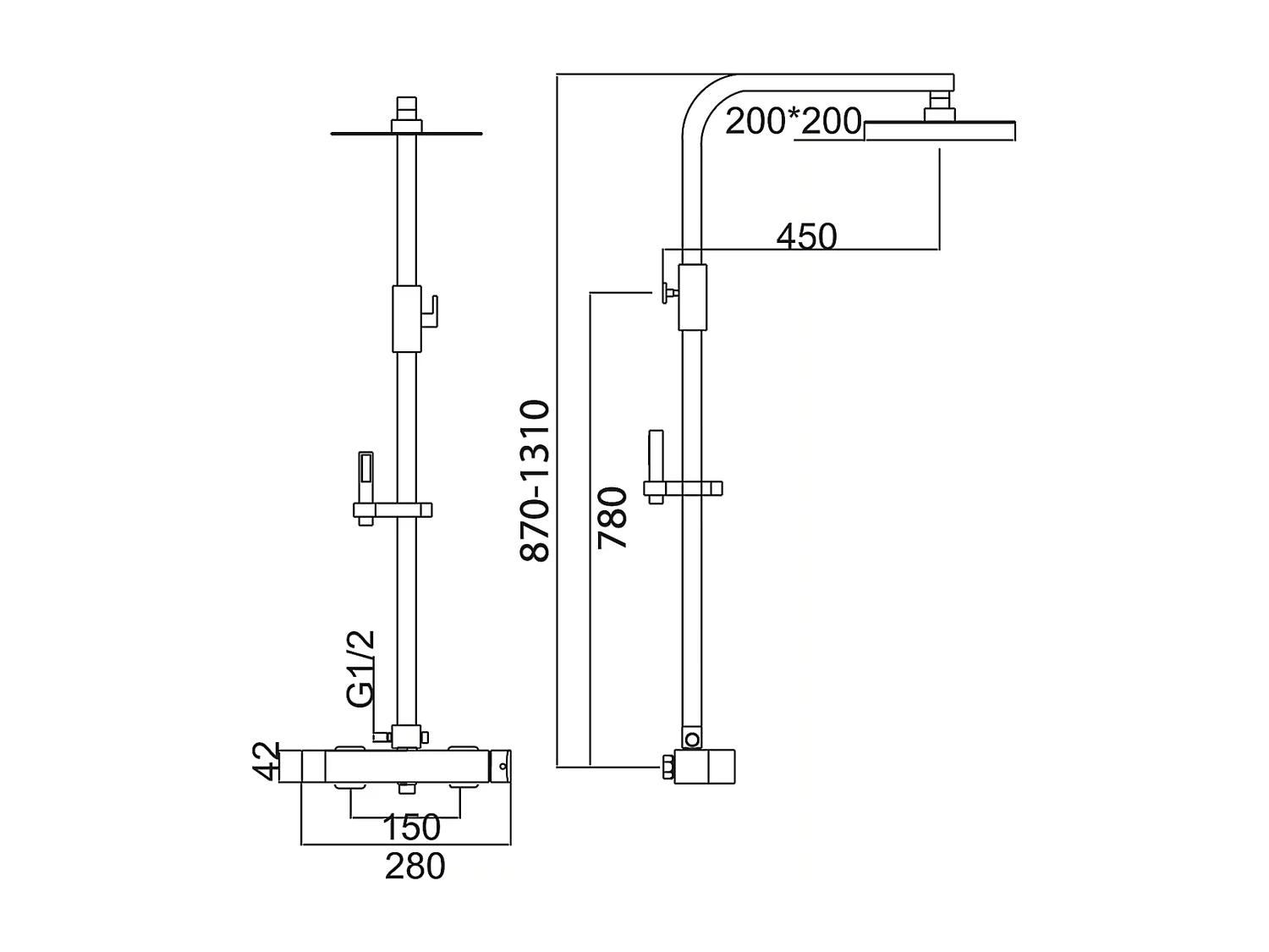 Colonne de Douche avec Mitigeur Thermostatique chromé anti-calcaire - Design Moderne - MONZA IMEX
