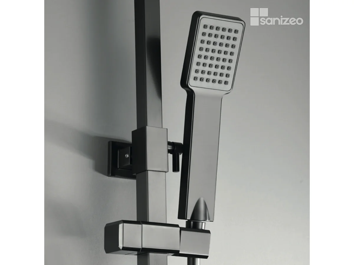 Colonne de Douche avec Mitigeur Thermostatique noir métal anti-calcaire - Design Moderne - VIGO IMEX