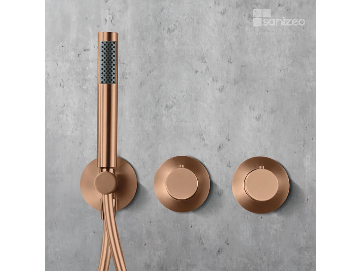 Colonne de Douche Encastrée avec Mitigeur Thermostatique or rose cuivré anti-calcaire - Design Moderne - ASSEN IMEX