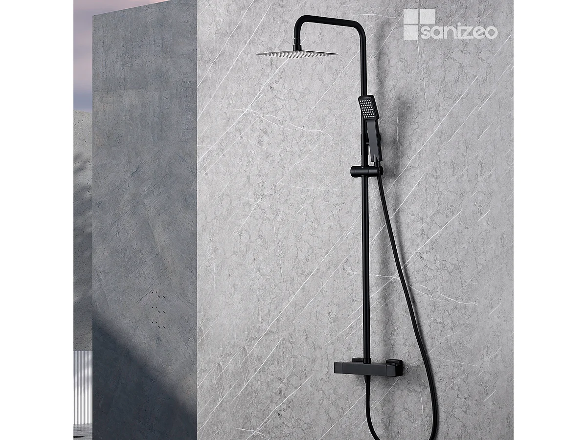 Colonne de Douche avec Mitigeur Thermostatique noir mat anti-calcaire - Design Moderne - ART IMEX
