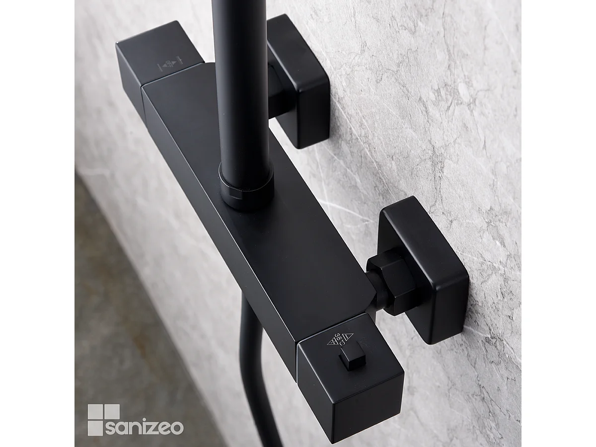 Colonne de Douche avec Mitigeur Thermostatique noir mat anti-calcaire - Design Moderne - ART IMEX