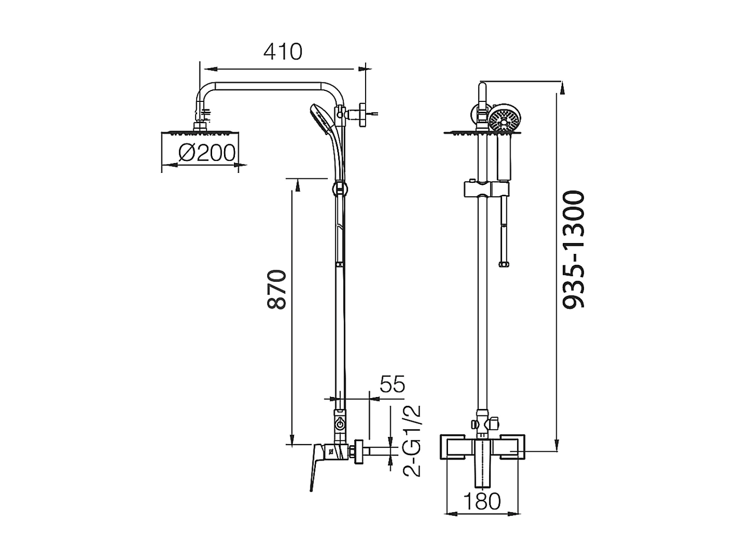 Colonne de Douche avec Mitigeur Thermostatique noir mat anti-calcaire - Design Moderne - ART IMEX