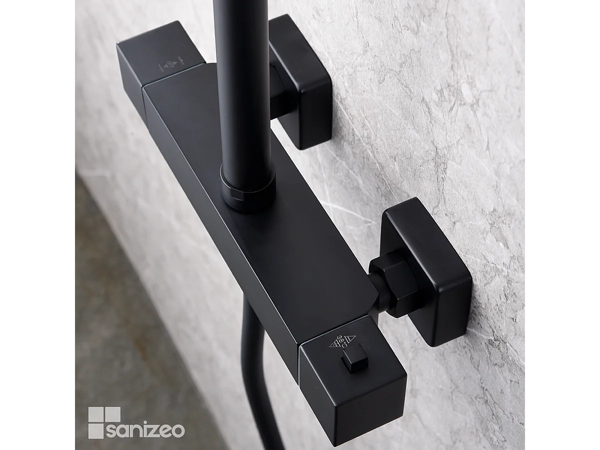 Colonne de Douche avec Mitigeur Thermostatique noir mat anti-calcaire - Design Moderne - ART IMEX