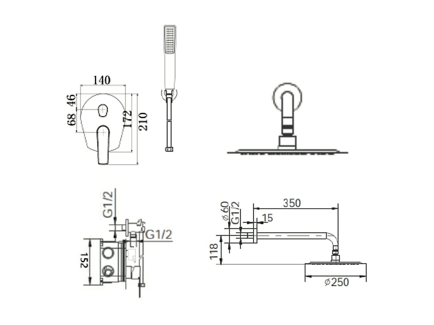 Colonne de Douche Encastrée or rose cuivré anti-calcaire - Design Moderne et Économie d'eau - Kit Complet DELOS IMEX