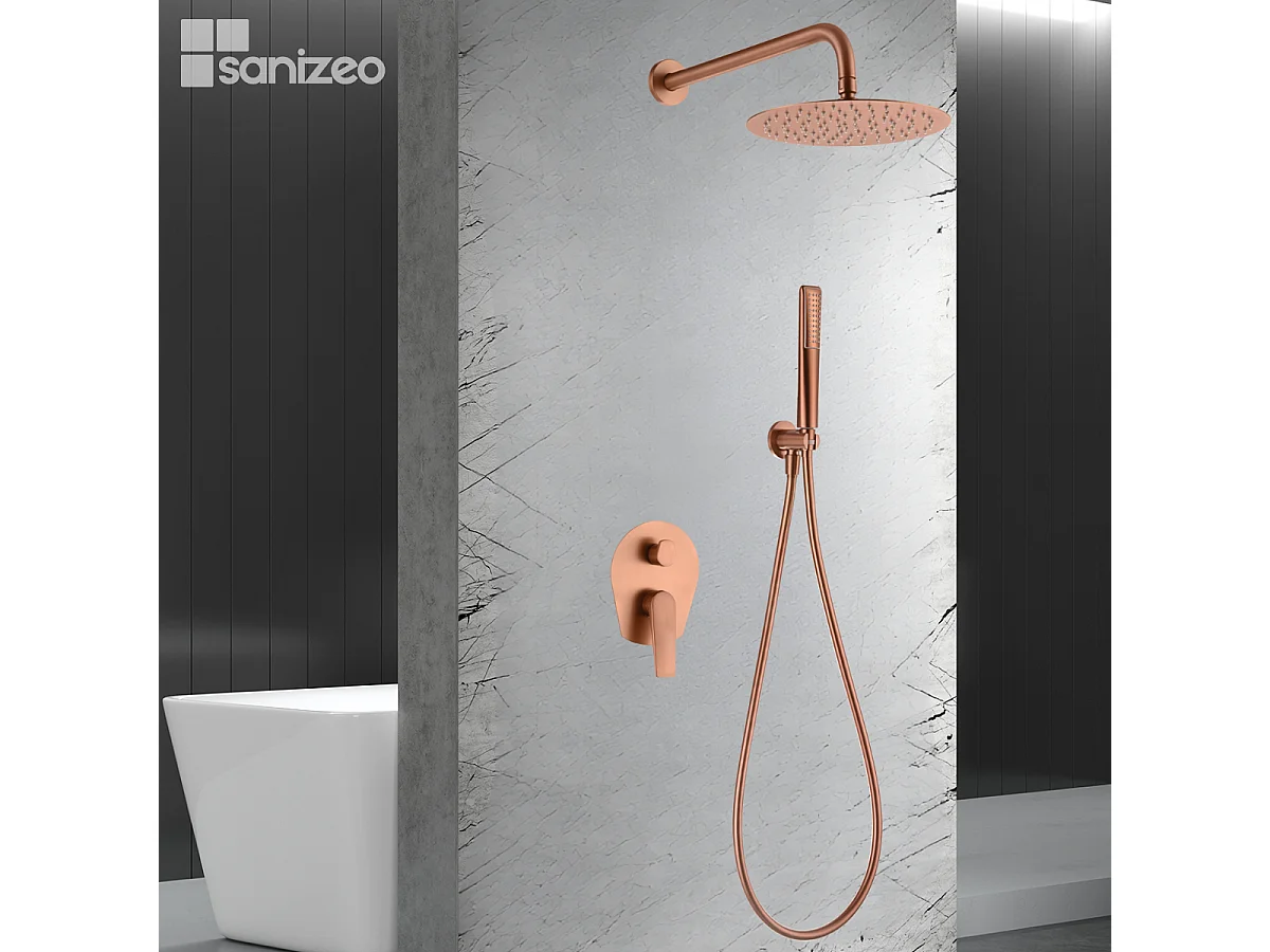 Colonne de Douche Encastrée or rose cuivré anti-calcaire - Design Moderne et Économie d'eau - Kit Complet DELOS IMEX