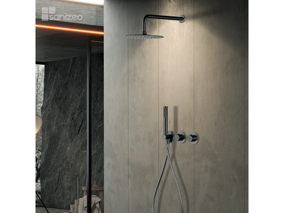 Colonne de Douche Encastrée avec Mitigeur Thermostatique noir métal anti-calcaire - Design Moderne - ASSEN IMEX