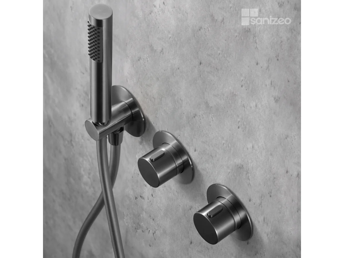 Colonne de Douche Encastrée avec Mitigeur Thermostatique noir métal anti-calcaire - Design Moderne - ASSEN IMEX