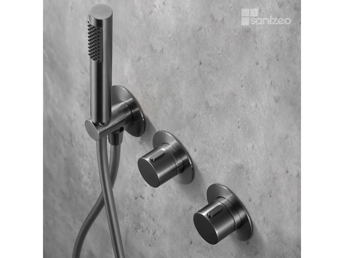 Colonne de Douche Encastrée avec Mitigeur Thermostatique noir métal anti-calcaire - Design Moderne - ASSEN IMEX