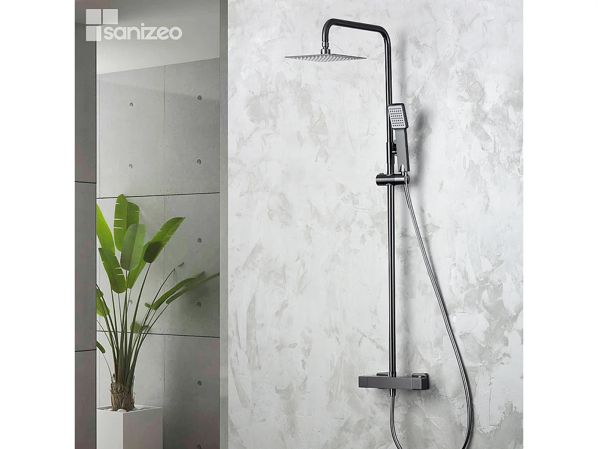 Colonne de Douche avec Mitigeur Thermostatique noir métal anti-calcaire - Design Moderne - ART IMEX