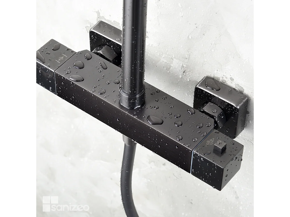 Colonne de Douche avec Mitigeur Thermostatique noir métal anti-calcaire - Design Moderne - ART IMEX