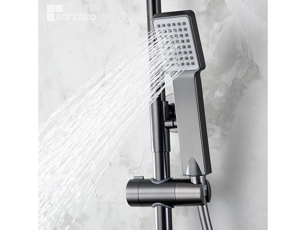 Colonne de Douche avec Mitigeur Thermostatique noir métal anti-calcaire - Design Moderne - ART IMEX