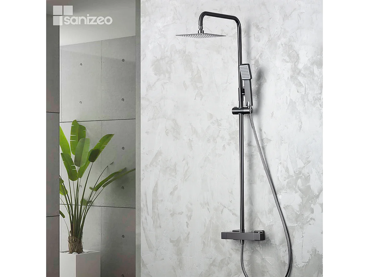 Colonne de Douche avec Mitigeur Thermostatique noir métal anti-calcaire - Design Moderne - ART IMEX