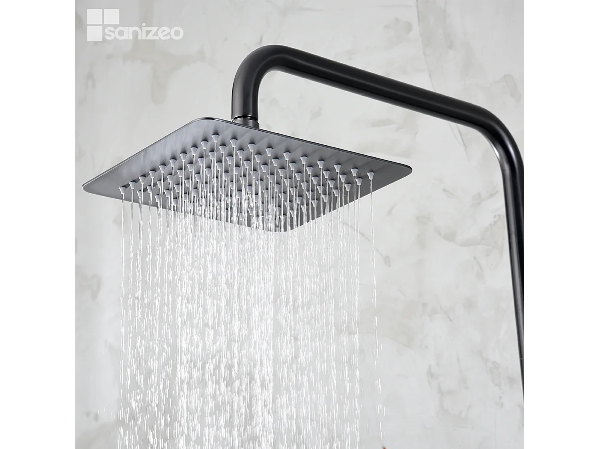 Colonne de Douche avec Mitigeur Thermostatique noir métal anti-calcaire - Design Moderne - ART IMEX