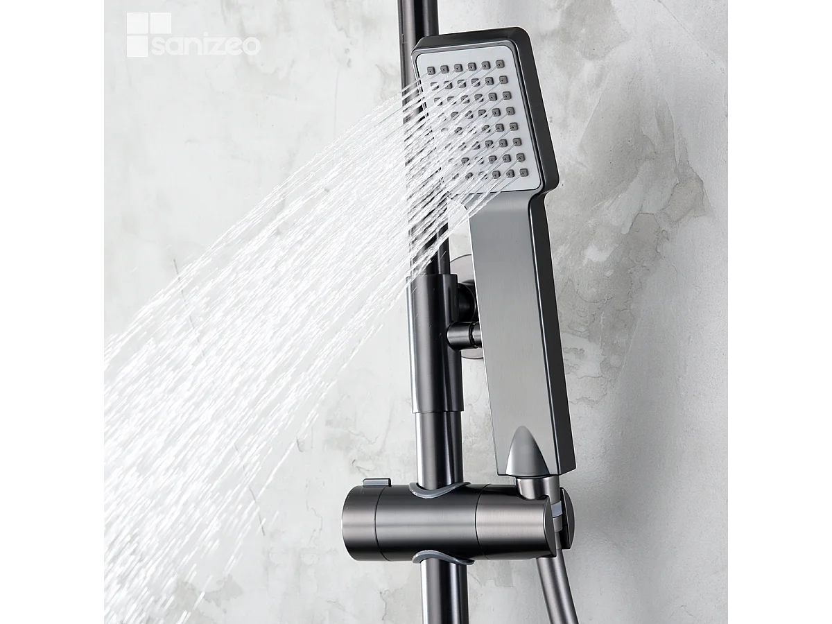 Colonne de Douche avec Mitigeur Thermostatique noir métal anti-calcaire - Design Moderne - ART IMEX