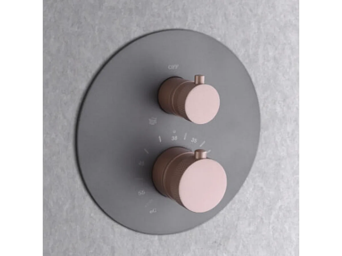 Colonne de Douche Encastrée avec Mitigeur Thermostatique gris/rose  anti-calcaire - Design Moderne - LINE IMEX