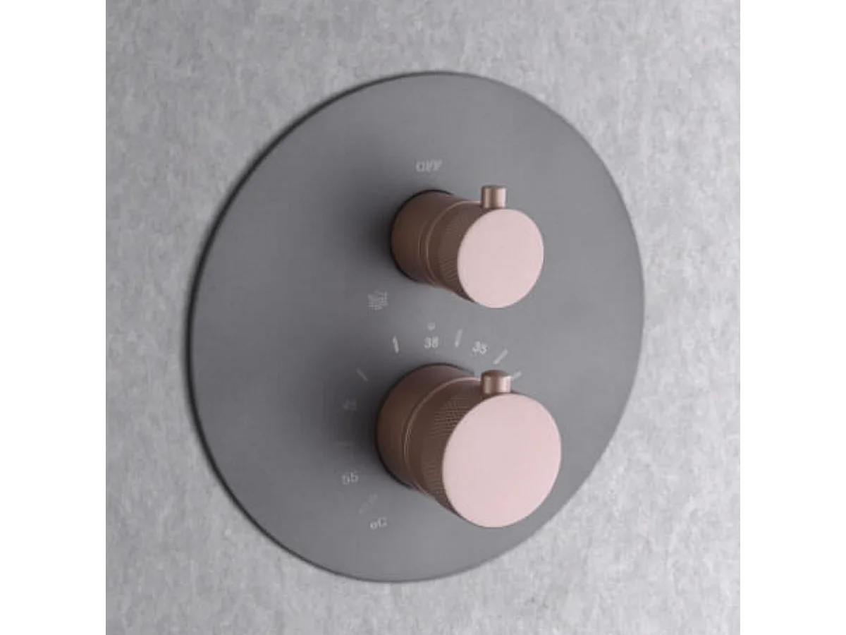 Colonne de Douche Encastrée avec Mitigeur Thermostatique gris/rose  anti-calcaire - Design Moderne - LINE IMEX