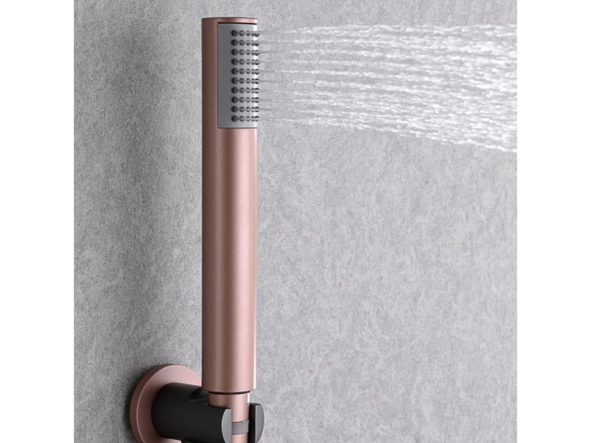 Colonne de Douche Encastrée avec Mitigeur Thermostatique gris/rose  anti-calcaire - Design Moderne - LINE IMEX