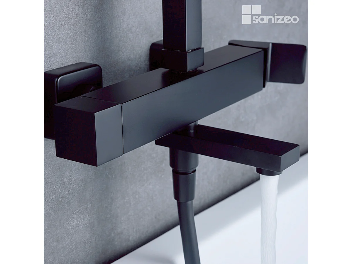 Colonne de Douche et Baignoire noir mat anti-calcaire - Design Moderne et Économie d'eau - Kit Complet FIYI IMEX