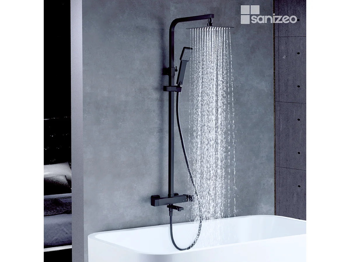 Colonne de Douche et Baignoire noir mat anti-calcaire - Design Moderne et Économie d'eau - Kit Complet FIYI IMEX