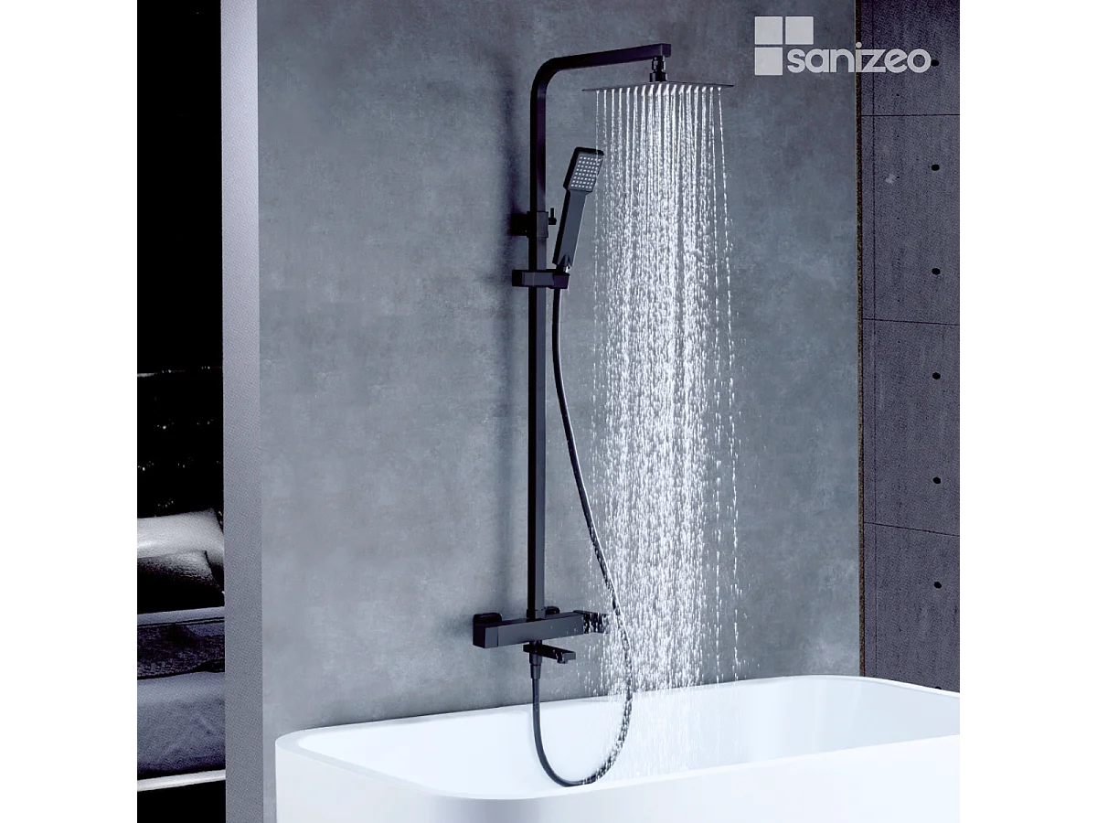 Colonne de Douche et Baignoire noir mat anti-calcaire - Design Moderne et Économie d'eau - Kit Complet FIYI IMEX