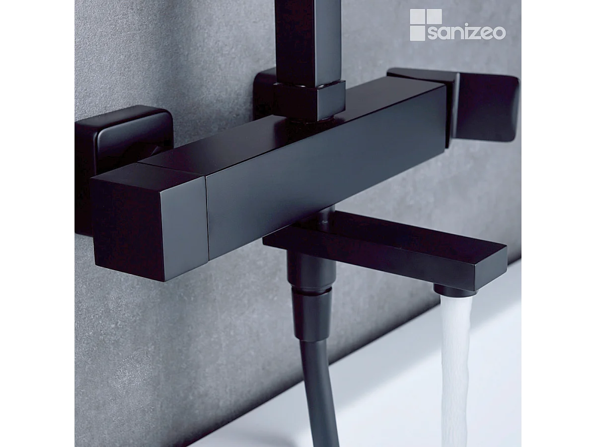 Colonne de Douche et Baignoire noir mat anti-calcaire - Design Moderne et Économie d'eau - Kit Complet FIYI IMEX