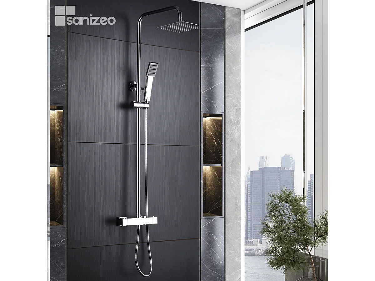 Colonne de Douche avec Mitigeur Thermostatique chromé anti-calcaire - Design Moderne - ART IMEX