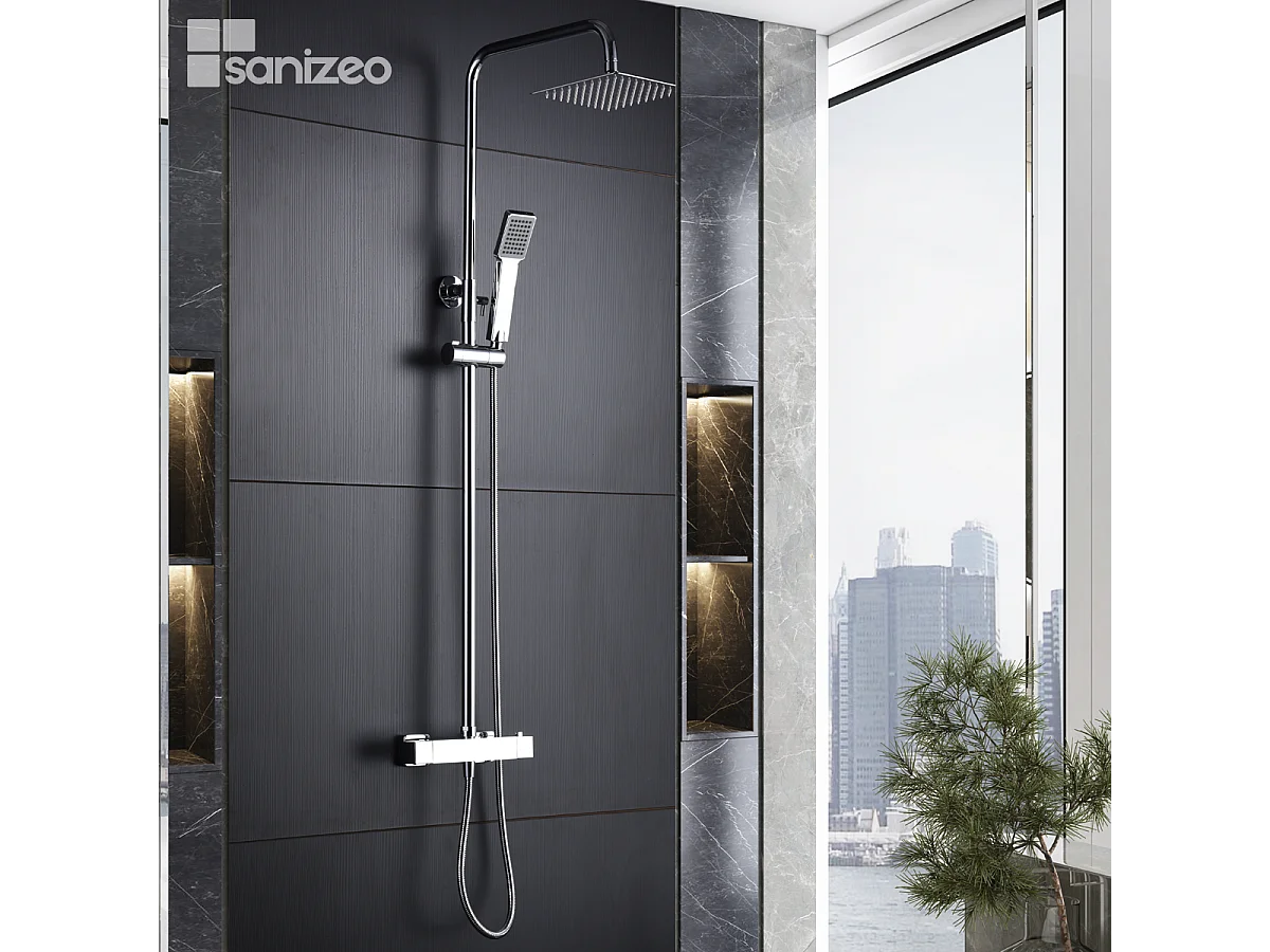 Colonne de Douche avec Mitigeur Thermostatique chromé anti-calcaire - Design Moderne - ART IMEX