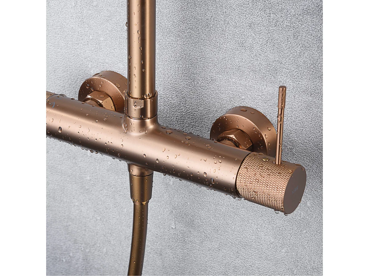 Colonne de Douche or rose cuivré anti-calcaire - Design Moderne et Économie d'eau - Kit Complet LINE IMEX