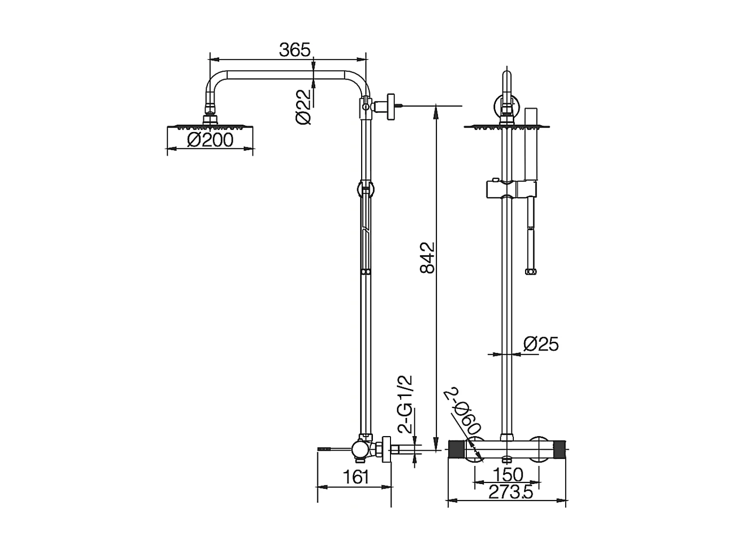 Colonne de Douche or rose cuivré anti-calcaire - Design Moderne et Économie d'eau - Kit Complet LINE IMEX