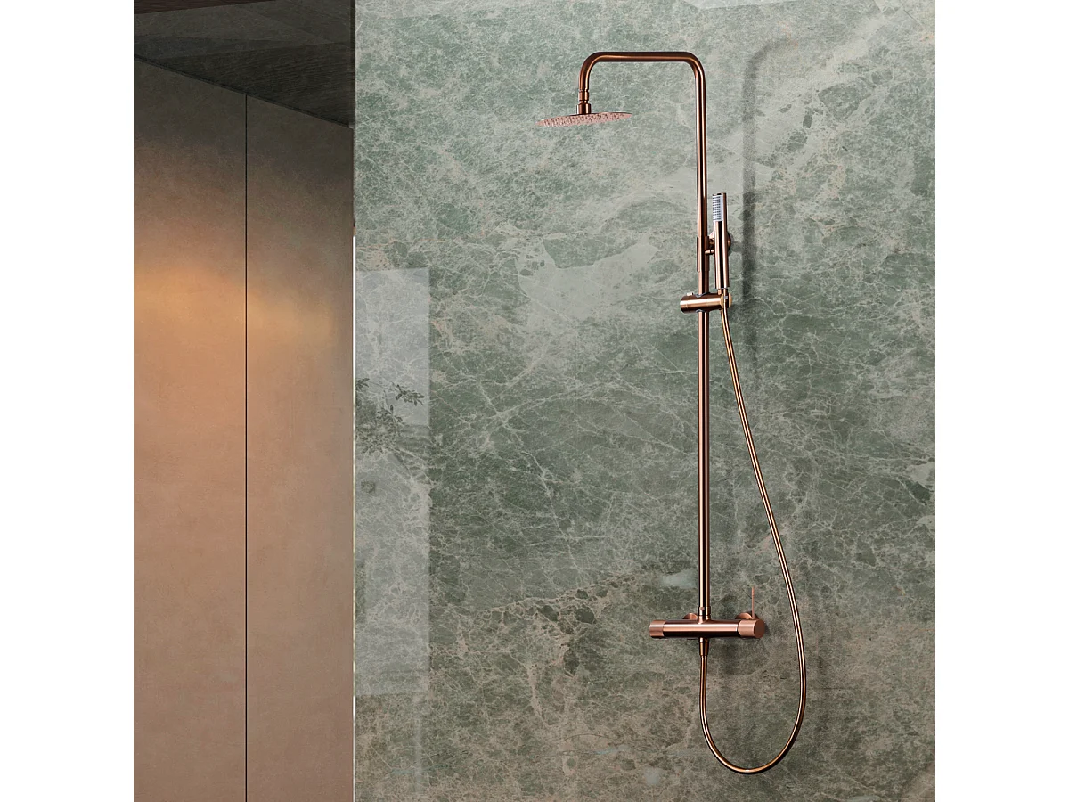 Colonne de Douche or rose cuivré anti-calcaire - Design Moderne et Économie d'eau - Kit Complet LINE IMEX