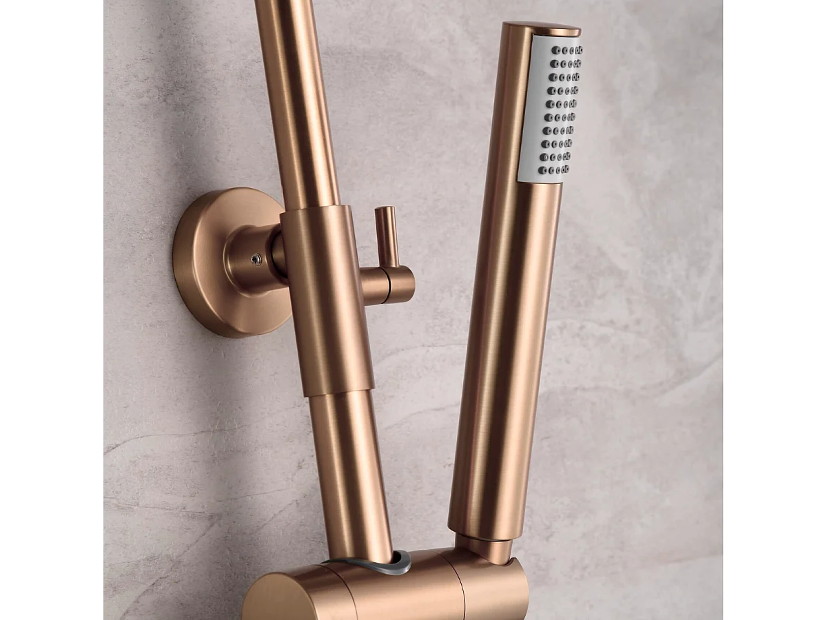 Colonne de Douche or rose cuivré anti-calcaire - Design Moderne et Économie d'eau - Kit Complet LINE IMEX