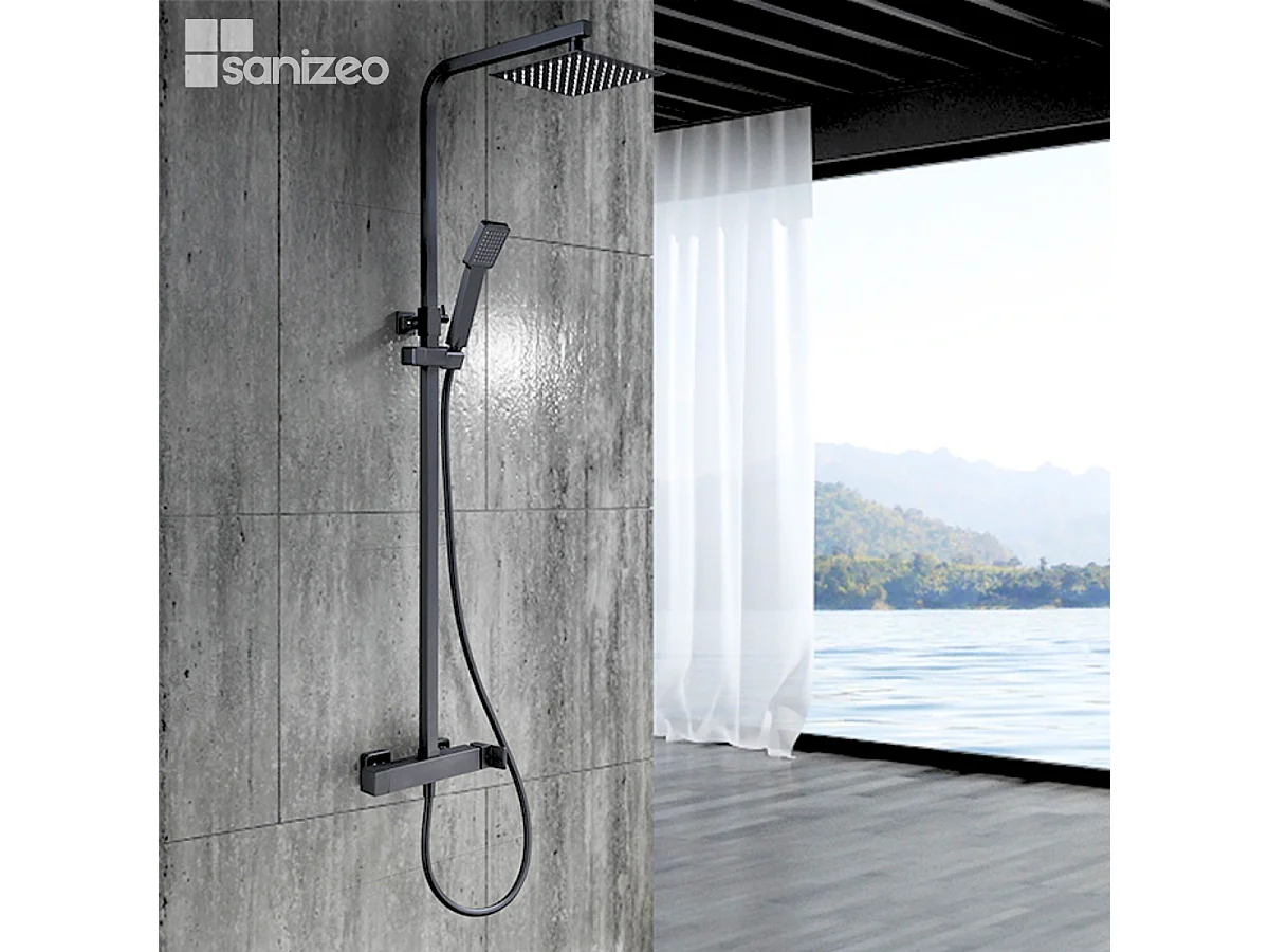 Colonne de Douche noir mat anti-calcaire - Design Moderne et Économie d'eau - Kit Complet FIYI IMEX