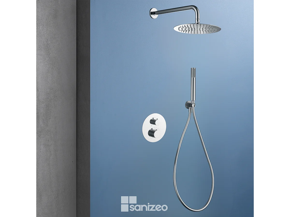 Colonne de Douche Encastrée avec Mitigeur Thermostatique chromé anti-calcaire - Design Moderne - GENOVA IMEX