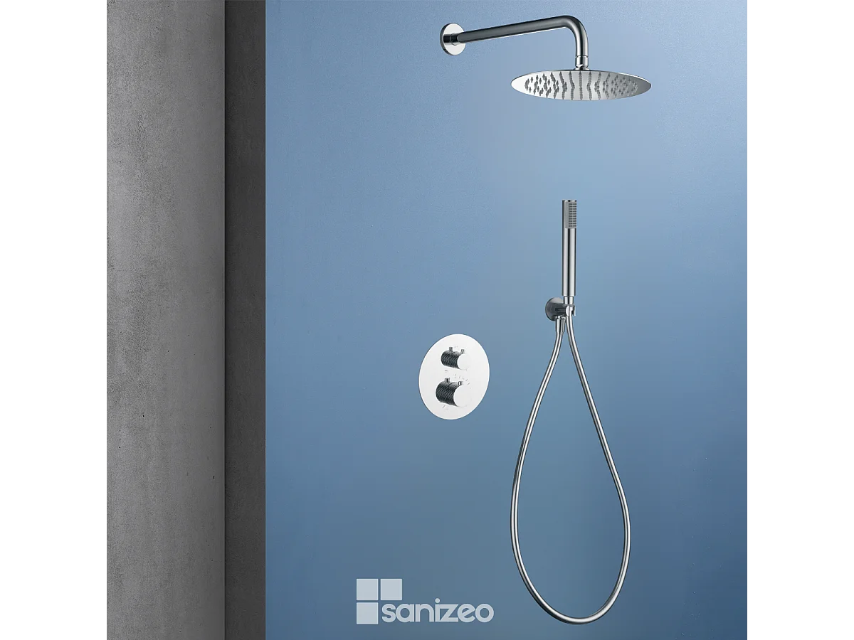 Colonne de Douche Encastrée avec Mitigeur Thermostatique chromé anti-calcaire - Design Moderne - GENOVA IMEX