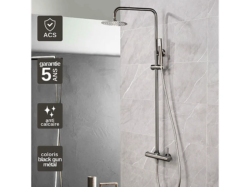 Colonne de Douche Anti-Calcaire Black Gun Métal IMEX MONZA BDM039/BGM