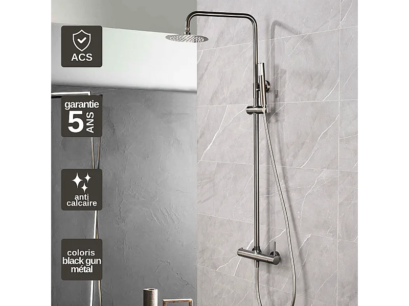 Colonne de Douche Anti-Calcaire Black Gun Métal IMEX MONZA BDM039/BGM