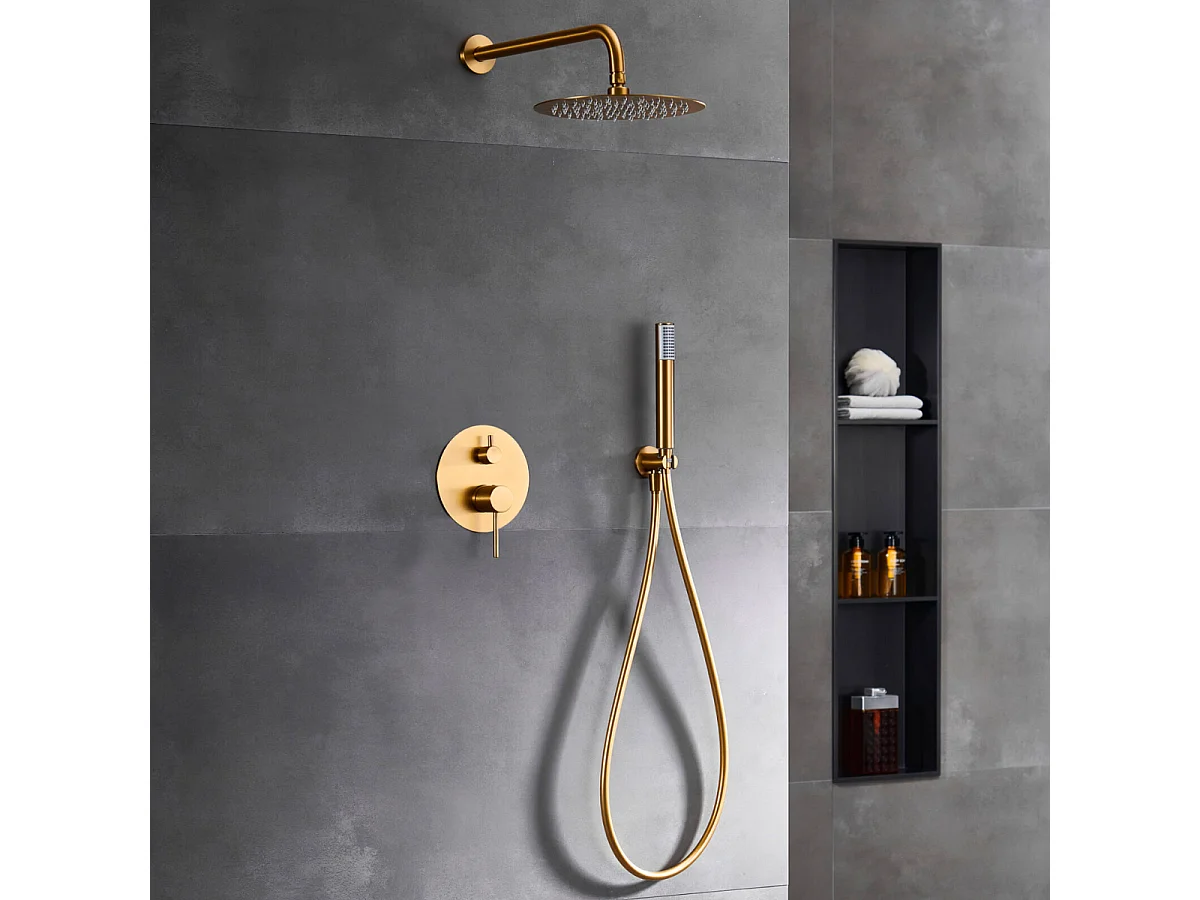 Colonne de Douche Encastrée Anti-Calcaire Or Brossé IMEX MONZA GPM039/OC