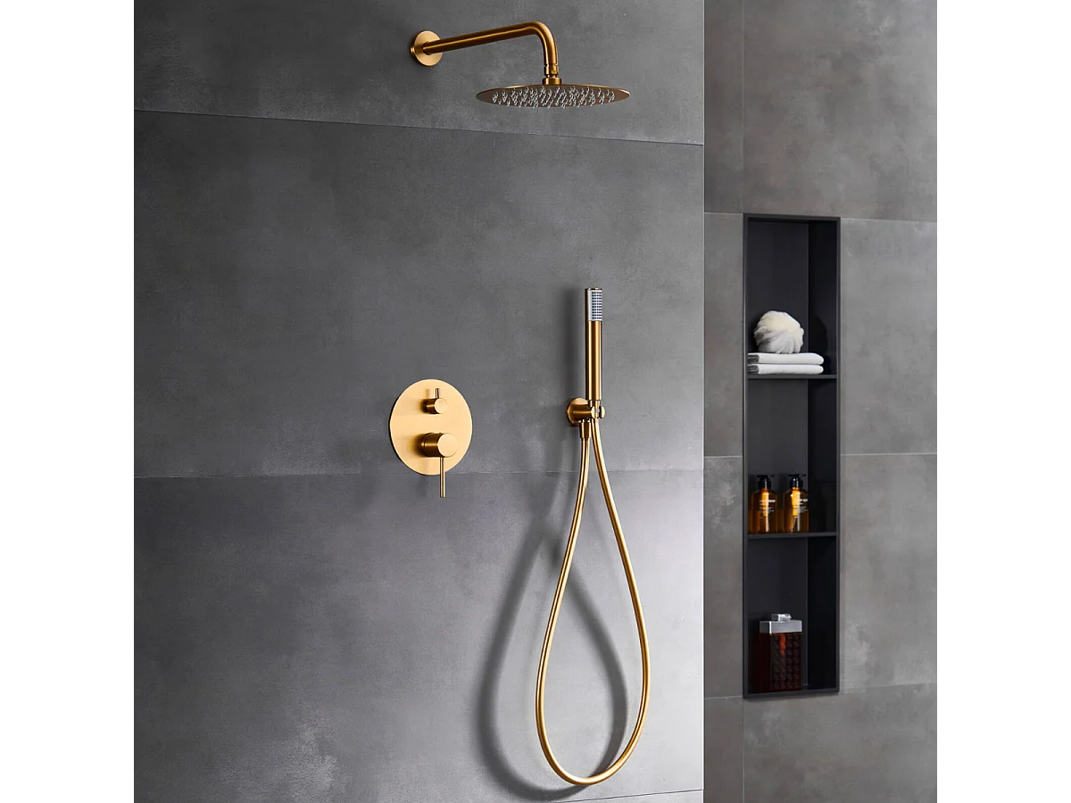 Colonne de Douche Encastrée Anti-Calcaire Or Brossé IMEX MONZA GPM039/OC
