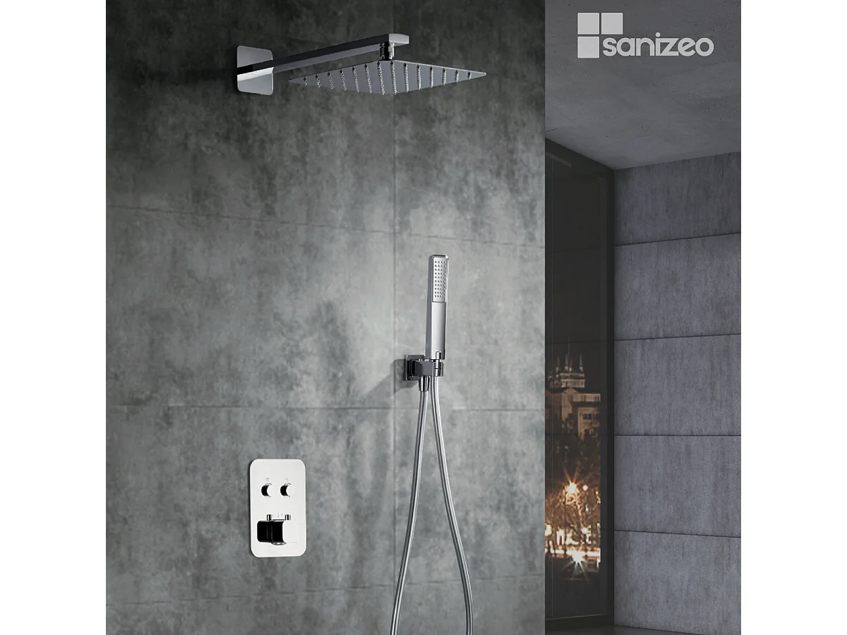 Colonne de Douche Encastrée avec Mitigeur Thermostatique chromé anti-calcaire - Design Moderne - MADEIRA IMEX