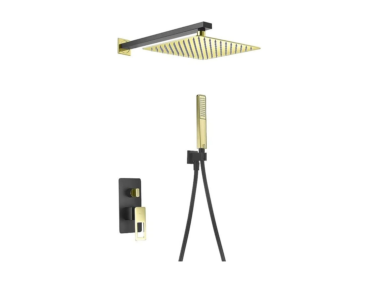 Colonne de Douche Encastrée Noir/Or anti-calcaire - Design Moderne et Économie d'eau - Kit Complet SUECIA IMEX