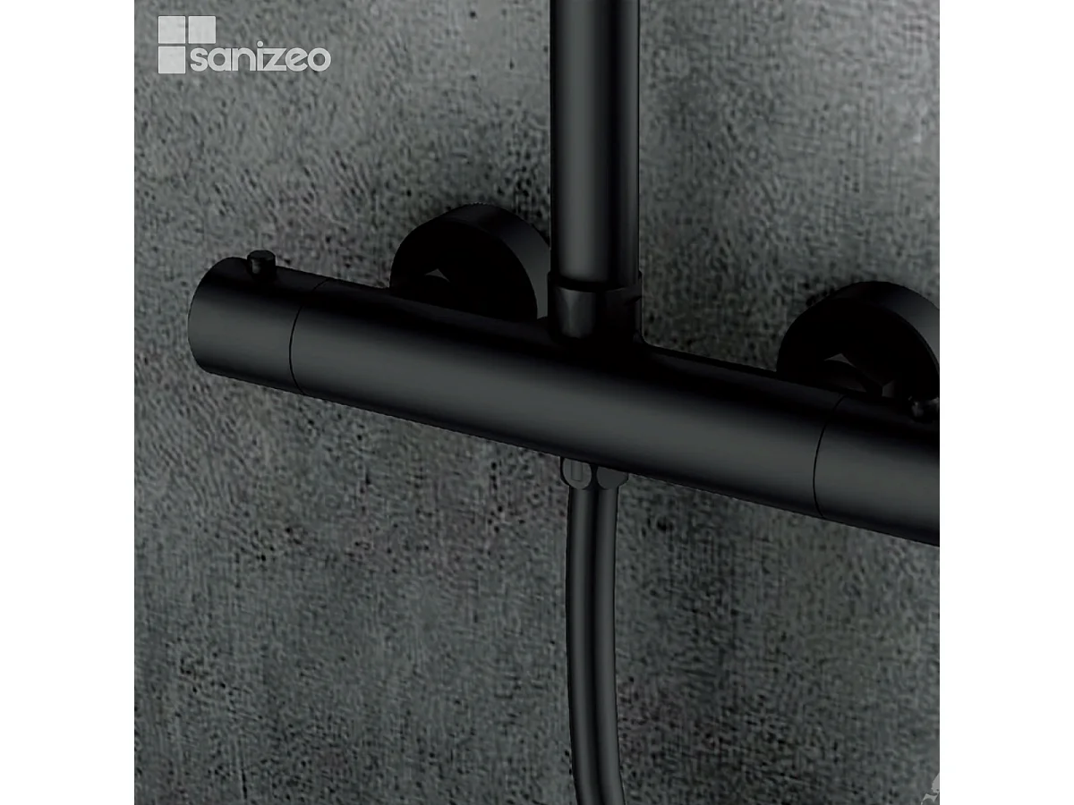Colonne de Douche avec Mitigeur Thermostatique noir mat anti-calcaire - Design Moderne - KENT IMEX