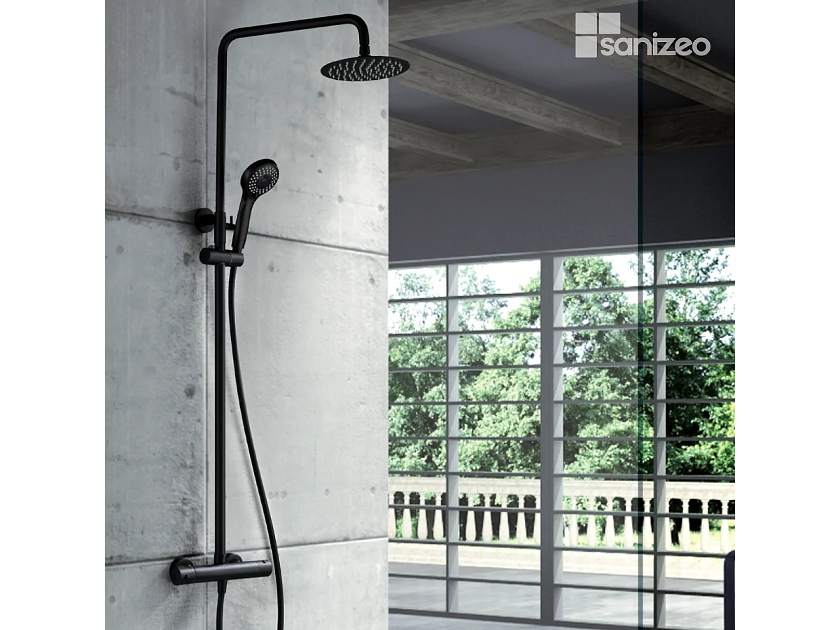 Colonne de Douche avec Mitigeur Thermostatique noir mat anti-calcaire - Design Moderne - KENT IMEX