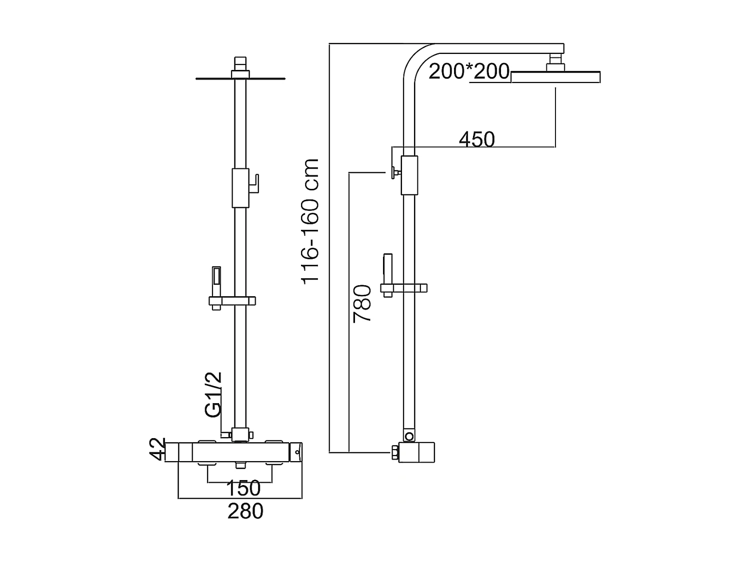 Colonne de Douche Encastrée avec Mitigeur Thermostatique noir mat anti-calcaire - Design Moderne - GENOVA IMEX